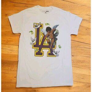 Fashion Nova Graphic Tee Womens Size Small Angels All Around Me Los Angeles NWOT